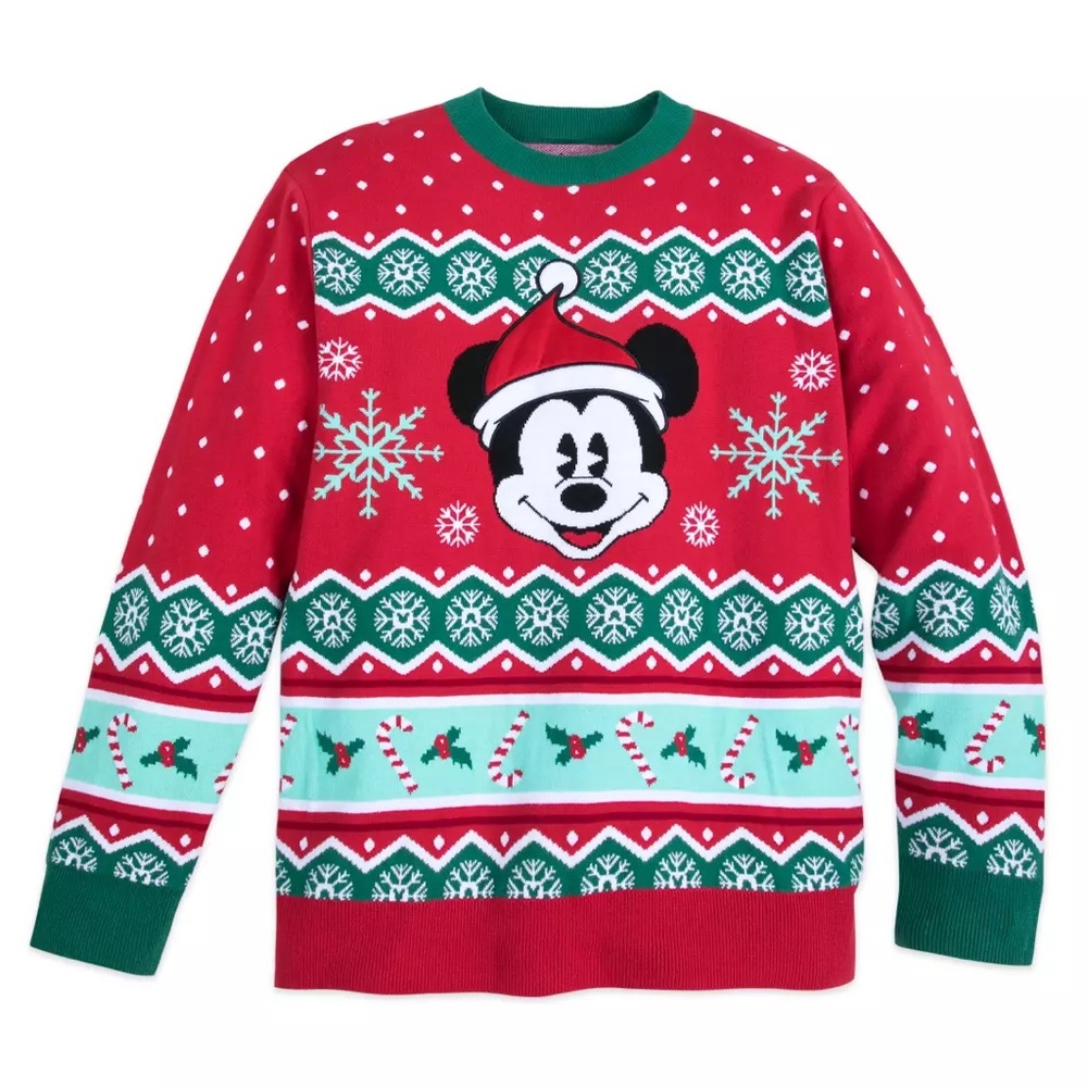 Disney Kids Red and Green Family Holiday Sweater Size 5 - Picture 9 of 10